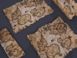 Folding treasure map 3D Model