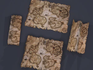 Folding treasure map 3D Model