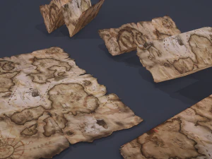 Folding treasure map 3D Model