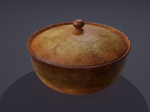 Terracotta glazed pot with lid 3D Model