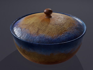 Terracotta glazed pot with lid 3D Model