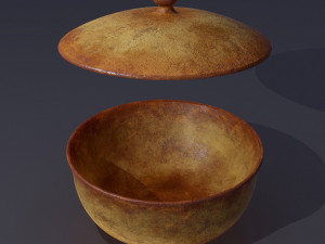 Terracotta glazed pot with lid 3D Model