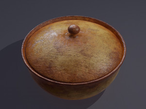 Terracotta glazed pot with lid 3D Model