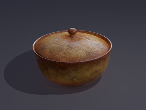 Terracotta glazed pot with lid 3D Model