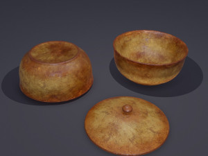 Terracotta glazed pot with lid 3D Model
