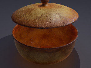 Terracotta glazed pot with lid 3D Model