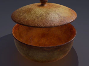 Terracotta glazed pot with lid 3D Model