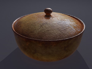 Terracotta glazed pot with lid 3D Model