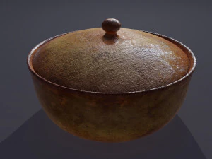 Terracotta glazed pot with lid 3D Model