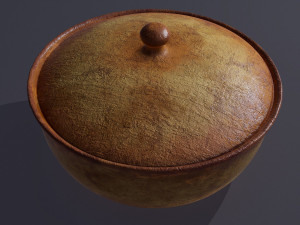 Terracotta glazed pot with lid 3D Model