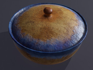 Terracotta glazed pot with lid 3D Model