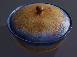 Terracotta glazed pot with lid 3D Model