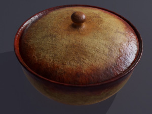 Terracotta glazed pot with lid 3D Model