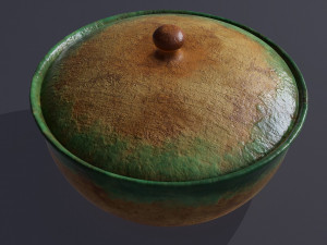Terracotta glazed pot with lid 3D Model