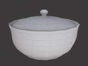 Terracotta glazed pot with lid 3D Model