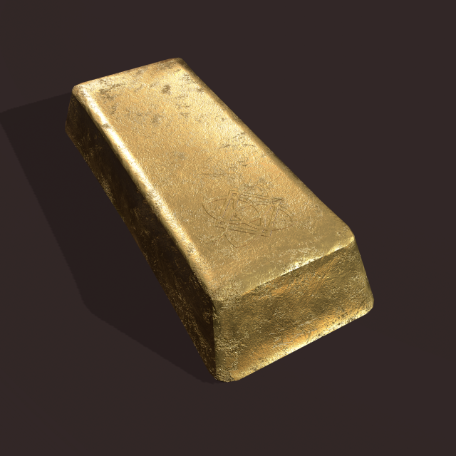 gold ingot large 3D 모델 .c4d .max .obj .3ds .fbx .stl .blend 