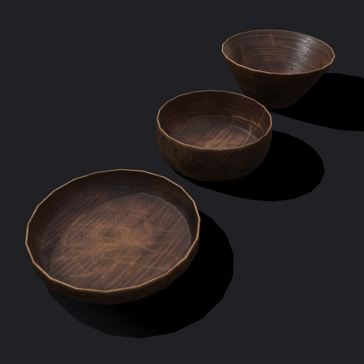 wooden bowls 3D Model .c4d .max .obj .3ds .fbx .stl .blend 