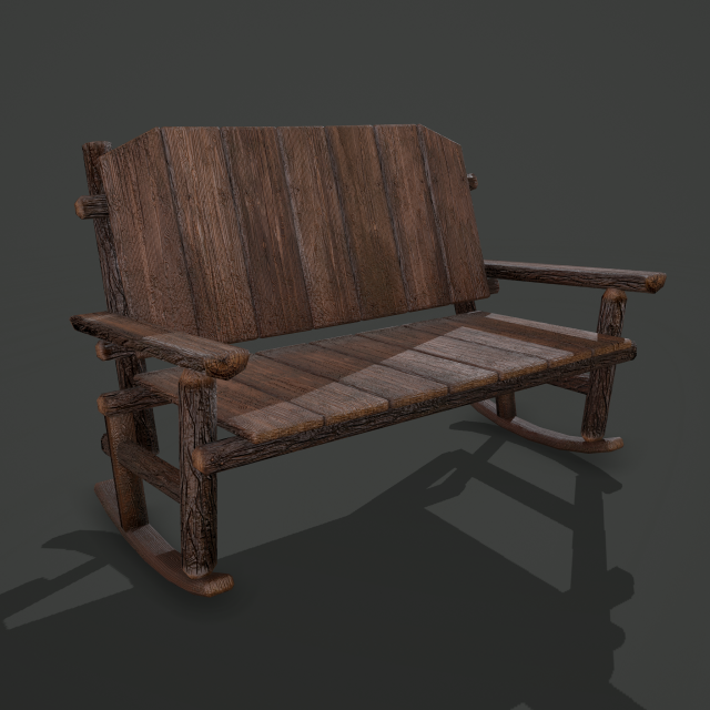 Wooden rocking bench 3D Модель .c4d .max .obj .3ds .fbx .stl .blend 