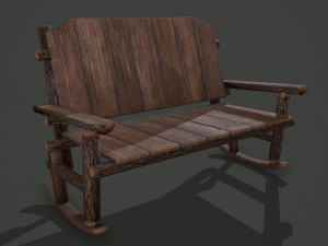 Wooden rocking bench 3Dモデル