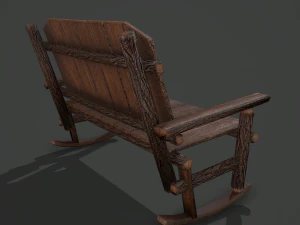 Wooden rocking bench 3D Model