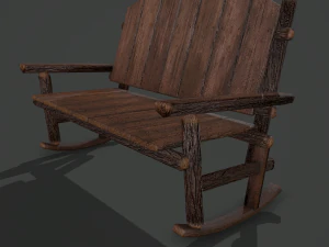 Wooden rocking bench 3D Model