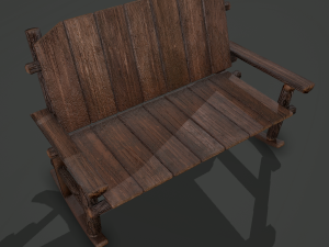 Wooden rocking bench 3D Модель
