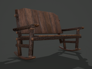 Wooden rocking bench 3D Модель