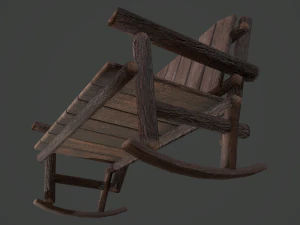 Wooden rocking bench 3D Model