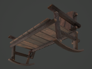 Wooden rocking bench 3D Модель