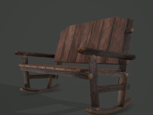 Wooden rocking bench 3D Модель