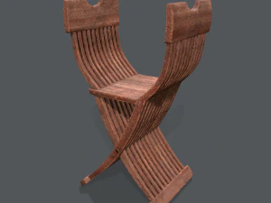 średniowieczne krzesło składane Model 3D