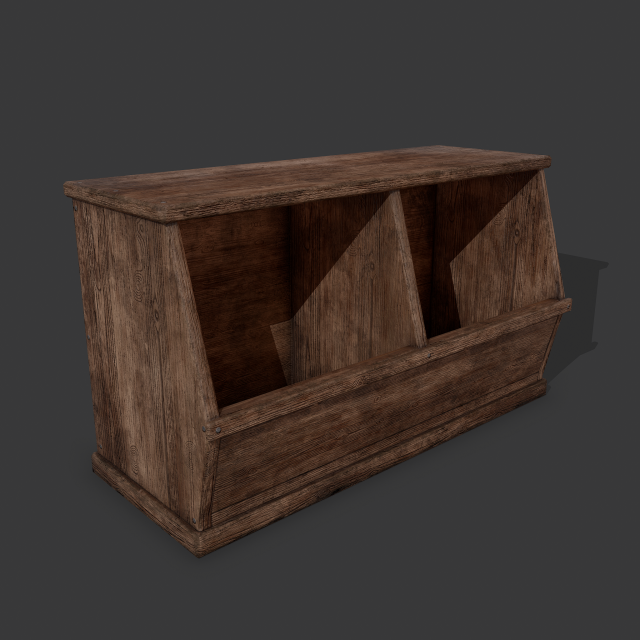 Wooden storage bin Model 3D .c4d .max .obj .3ds .fbx .stl .blend 