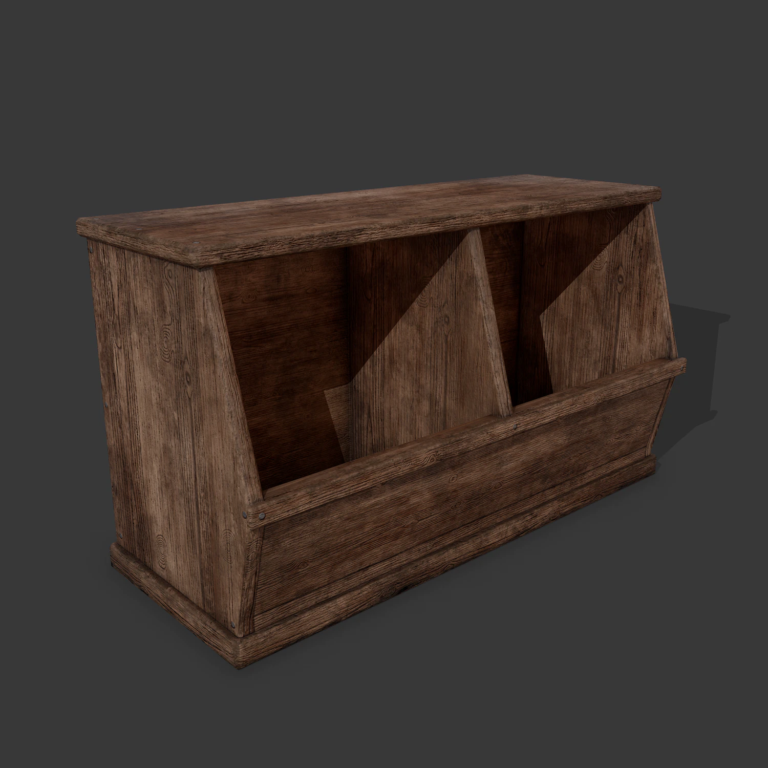Wooden storage bin 3D Model .c4d .max .obj .3ds .fbx .stl .blend 