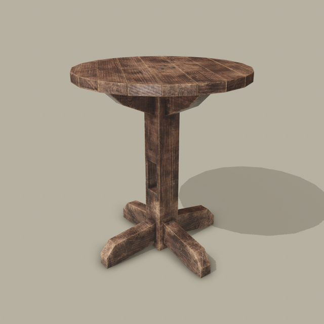 Round tavern table pbr texture available in 2048 x 2048 and 4096 x 4096 maps include base 3D Model .c4d .max .obj .3ds .fbx .stl .blend 