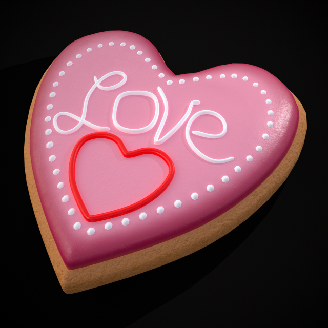 Valentines Love Heart Cookie Modelo 3D .c4d .max .obj .3ds .fbx .stl .blend 