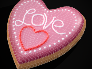 Valentines Love Heart Cookie Modelo 3D