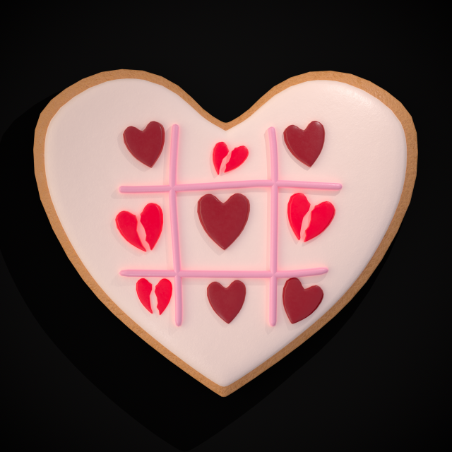 Valentines Tic Tac Toe Cookie Modelo 3D .c4d .max .obj .3ds .fbx .stl .blend 