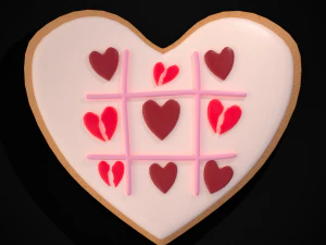 Biscotto Tic Tac Toe di San Valentino Modello 3D