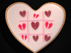 Valentines Tic Tac Toe Cookie Modelo 3D