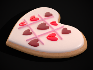 Valentines Tic Tac Toe Cookie Modelo 3D