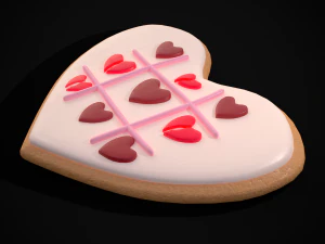 Valentines Tic Tac Toe Cookie 3D Model
