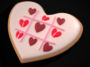 Valentines Tic Tac Toe Cookie Modelo 3D