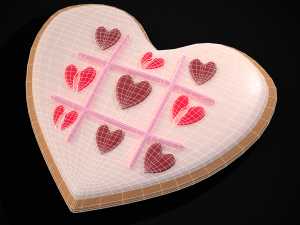 Valentines Tic Tac Toe Cookie Modelo 3D