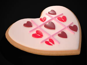 Valentines Tic Tac Toe Cookie 3D Model