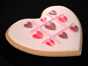 Valentines Tic Tac Toe Cookie Modelo 3D