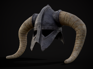 Medieval Viking Horn Helmet 3D Model