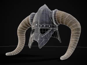 Medieval Viking Horn Helmet 3D Model