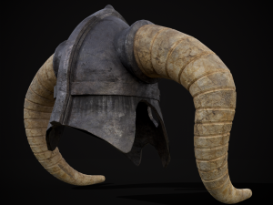 Medieval Viking Horn Helmet 3D Model