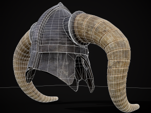 Medieval Viking Horn Helmet 3D Model