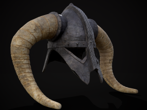 Medieval Viking Horn Helmet 3D Model